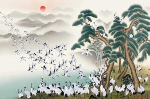 White Cranes Asian Art Jigsaw Puzzle By Puzzlelife