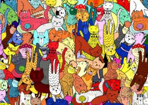 Cat Doodle Collage Jigsaw Puzzle By Brain Tree
