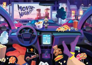 Car Drive-In Movies / Books / TV Floor Puzzle By Brain Tree