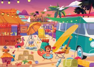Beach Sunset - <strong>Premium Puzzle!</strong> Cartoon Jigsaw Puzzle By Brain Tree