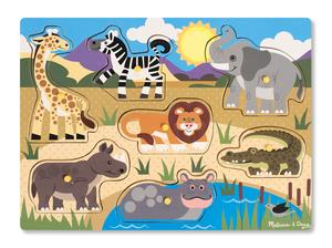 Safari Jungle Animals Chunky / Peg Puzzle By Melissa and Doug