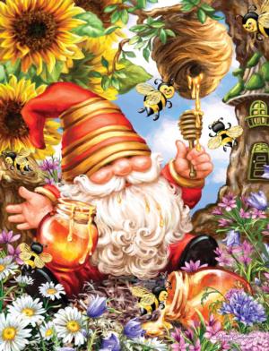 Gnome Worries Bee Happy Flower & Garden Jigsaw Puzzle By Springbok