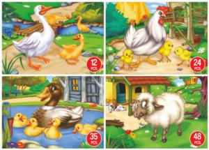 Sheep, Chicken, Duck & Goose 4-Pack Farm Animal Multi-Pack By D-Toys