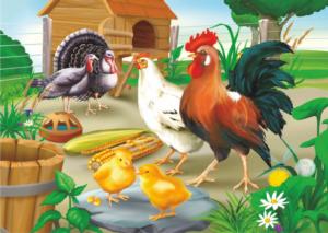 Rooster And Hen Farm Animal Children's Puzzles By D-Toys