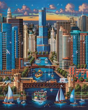 Chicago River Lakes / Rivers / Streams Jigsaw Puzzle By Dowdle Folk Art