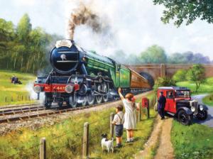 Watching the Trains Nostalgic / Retro Jigsaw Puzzle By SunsOut
