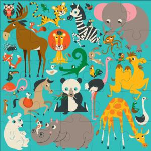 Animals of the World - Scratch and Dent Children's Cartoon Floor Puzzle By Mudpuppy