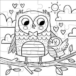 Sweet Owls Color in Puzzle Birds Coloring Puzzle By Mudpuppy