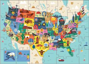 Map of the U.S.A. Maps & Geography Jigsaw Puzzle By Mudpuppy