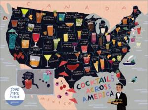 Cocktail Map of the USA Adult Beverages Jigsaw Puzzle By Galison