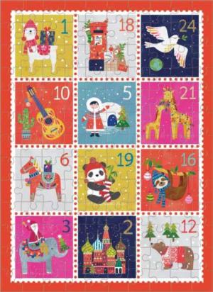 Holiday Stamps Mini Puzzle Collage Miniature Puzzle By Galison