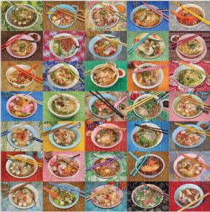 Noodles for Lunch Collage Jigsaw Puzzle By Galison