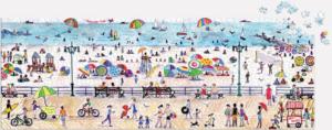 Michael Storrings Summer Fun Panoramic Puzzle Beach & Ocean Panoramic Puzzle By Galison