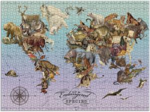 Wendy Gold Endangered Species 1500 Piece Puzzle Maps & Geography Jigsaw Puzzle By Galison