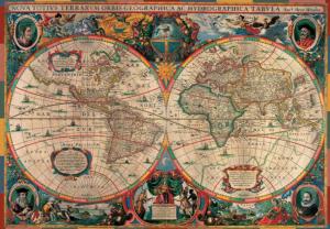Antique World Map, 1630 Maps & Geography Jigsaw Puzzle By Pomegranate