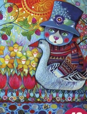Cat With Goose Americana & Folk Art Children's Puzzles By Pomegranate
