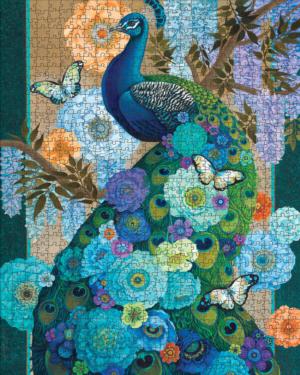Floral Peacock Birds Jigsaw Puzzle By Pomegranate