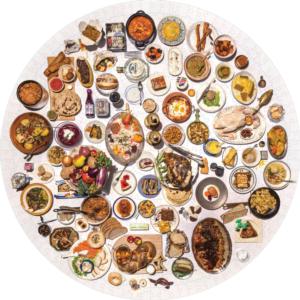 The 100 Most Jewish Foods Food and Drink Round Jigsaw Puzzle By Workman Publishing