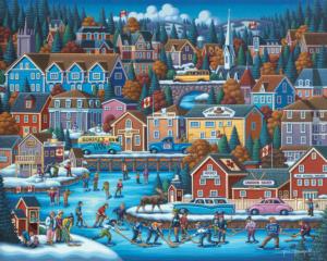 Canadian Hockey Folk Art Jigsaw Puzzle By Dowdle Folk Art