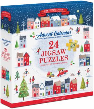 Puzzle Advent Calendar - Christmas Town Christmas Collectible Packaging By Eurographics