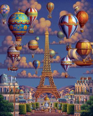 Balloons Over Paris Mini Puzzle Folk Art Wooden Jigsaw Puzzle By Dowdle Folk Art