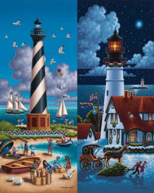 Lighthouses North Beach & Ocean Jigsaw Puzzle By Dowdle Folk Art