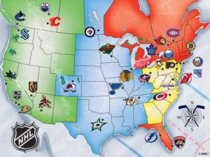 NHL League Hockey Map - Scratch and Dent Maps & Geography Jigsaw Puzzle By MasterPieces