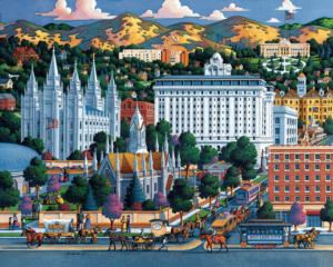 Salt Lake City Monuments / Landmarks Wooden Jigsaw Puzzle By Dowdle Folk Art