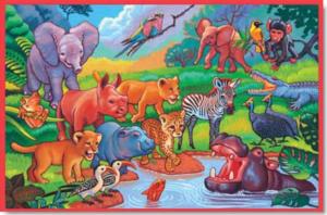 Story Time at the Waterpool Jungle Animals Children's Puzzles By Tomax Puzzles