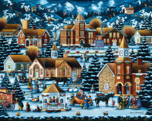 Alpine Christmas Folk Art Jigsaw Puzzle By Dowdle Folk Art