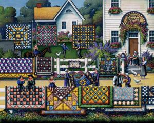 Amish Quilts Folk Art Jigsaw Puzzle By Dowdle Folk Art