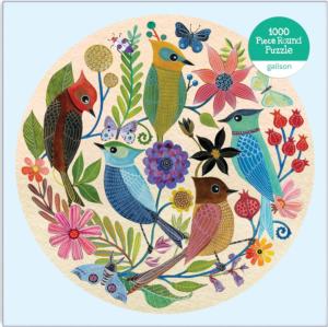 Circle of Avian Friends Flower & Garden Round Jigsaw Puzzle By Galison