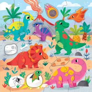Dinosaur Park Floor Puzzle Children's Cartoon Shaped Pieces By Mudpuppy