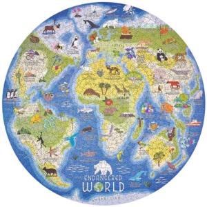 Endangered World Maps & Geography Round Jigsaw Puzzle By Ridley's Games
