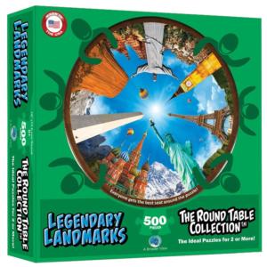 Legendary Landmarks (Round Table Puzzle) Statue of Liberty Round Jigsaw Puzzle By A Broader View