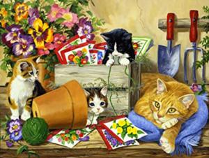 Little Bloomers Cat & Kittens by Linda Picken - Scratch and Dent Flower & Garden Large Piece By Karmin International