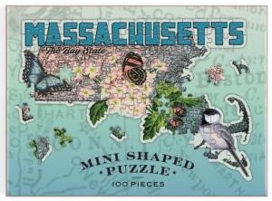 Massachussetts Mini Shaped Puzzle United States Miniature Puzzle By Galison