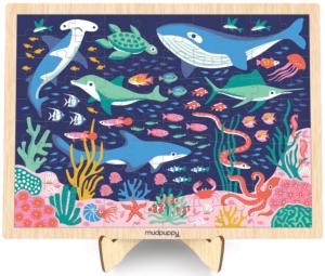 Ocean Life Wooden Puzzle & Display Fish Wooden Jigsaw Puzzle By Mudpuppy