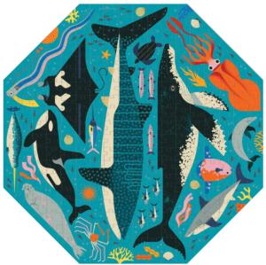 Ocean Life to Scale Octagon Shaped Puzzle Educational Jigsaw Puzzle By Mudpuppy