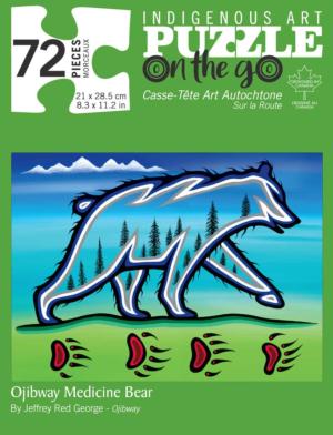 Ojibway Medicine Bear Puzzle On The Go Mini Puzzle - Scratch and Dent Cultural Art Tin Packaging By Indigenous Collection