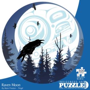 Raven Moon Cultural Art Round Jigsaw Puzzle By Indigenous Collection