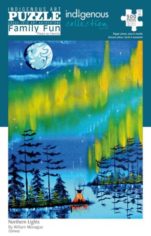 Northern Lights Landscape Jigsaw Puzzle By Indigenous Collection