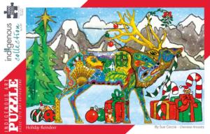 Holiday Reindeer Christmas Jigsaw Puzzle By Indigenous Collection
