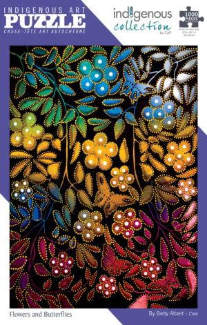 Flowers and Butterflies Cultural Art Jigsaw Puzzle By Indigenous Collection