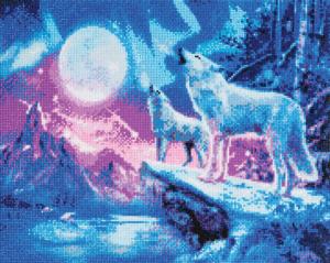 Wolves and Northern Lights Crystal Art Large Framed Kit By Crystal Art