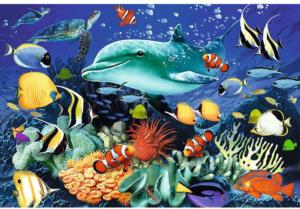 Sea Life Wooden Puzzle Fish Shaped Pieces By Trefl