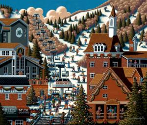 Ski Park City Folk Art Jigsaw Puzzle By Dowdle Folk Art