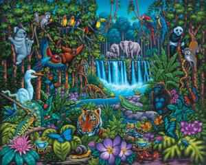 Wild Jungle Folk Art Jigsaw Puzzle By Dowdle Folk Art