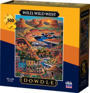 Wild Wild West Folk Art Jigsaw Puzzle By Dowdle Folk Art
