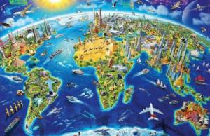 World Landmarks Mini Puzzle Maps / Geography Miniature Puzzle By Educa